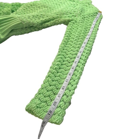 60s 70s Vintage Green Lace Bodice Dress with Permanent Pleated Skirt Belted XS - Picture 3 of 13